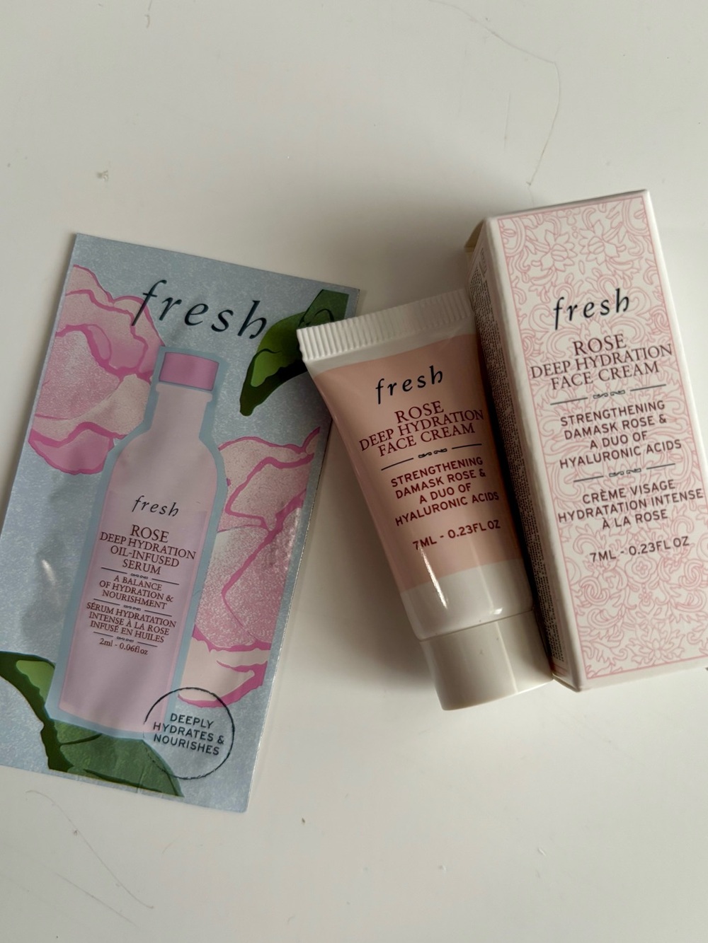 New Fresh Rose Deep Hydration Face Cream sample/travel size & Serum Sample